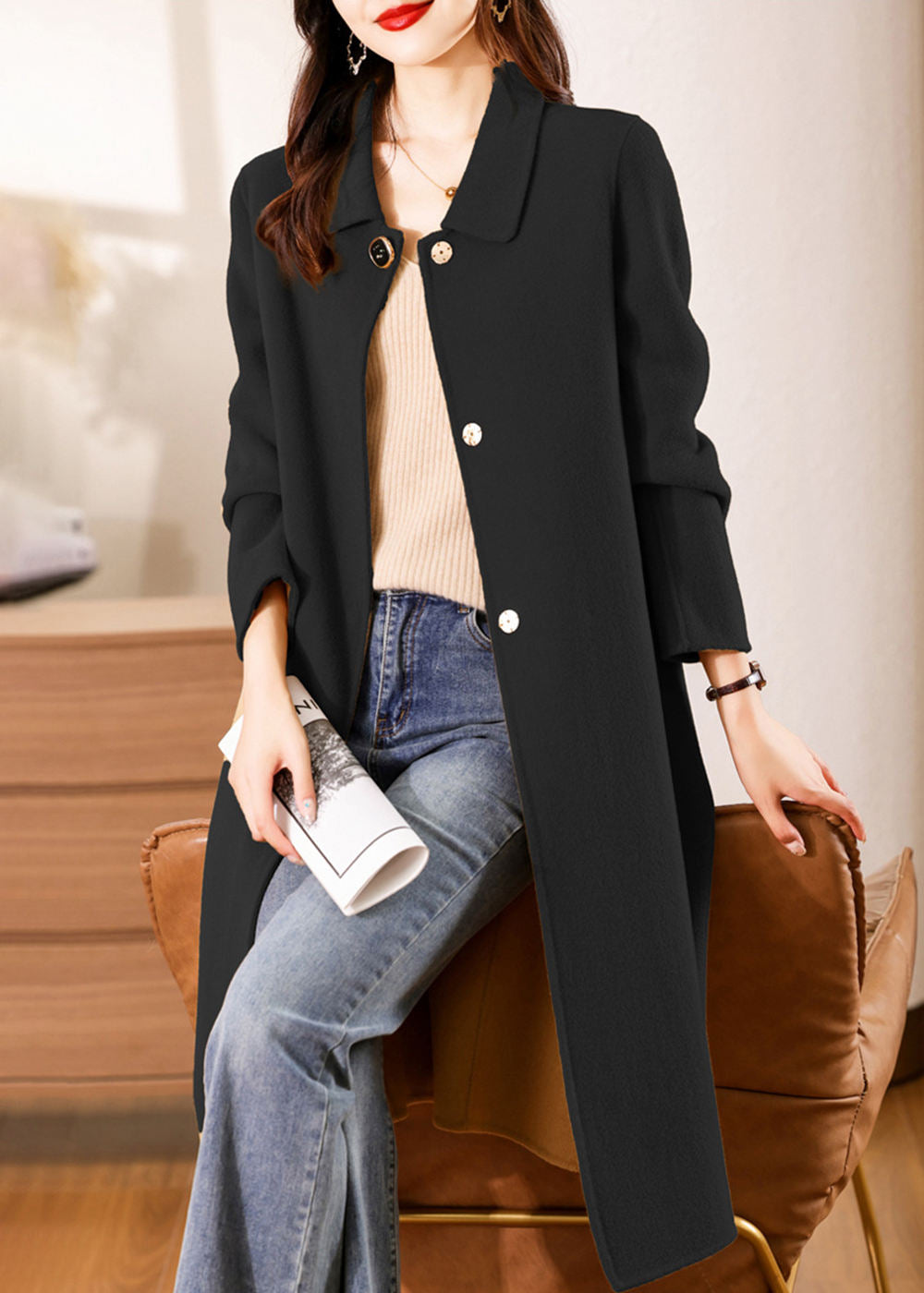 Isabella Belted Spread Collar Double Face Wool Coat – Vivian Seven