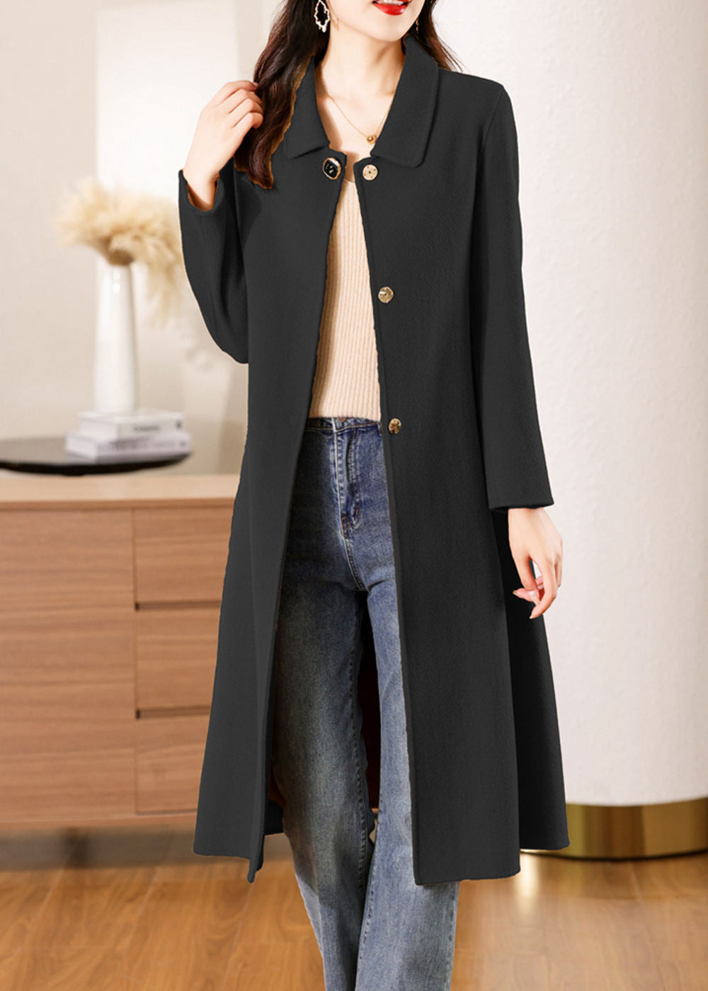 Isabella Belted Spread Collar Double Face Wool Coat – Vivian Seven
