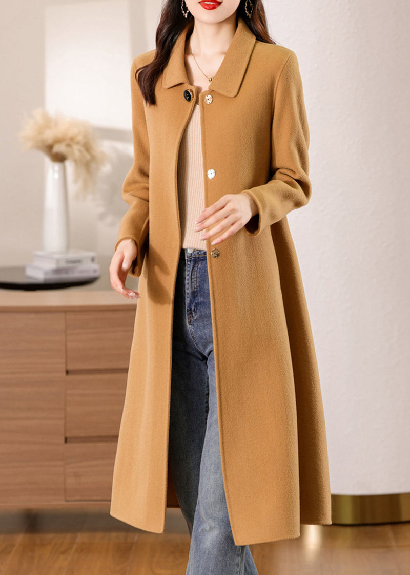 Isabella Belted Spread Collar Double Face Wool Coat