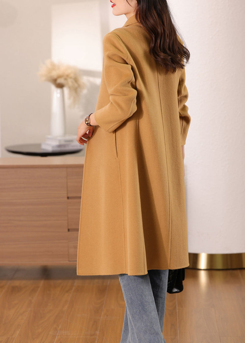 Isabella Belted Spread Collar Double Face Wool Coat