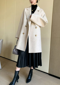 Vivian Seven Women's Sirena Double Breasted Belted Wool Coat Ivory White