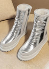 women silver snow boots 