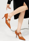 Suede Leather Heeled Mary Jane Pumps