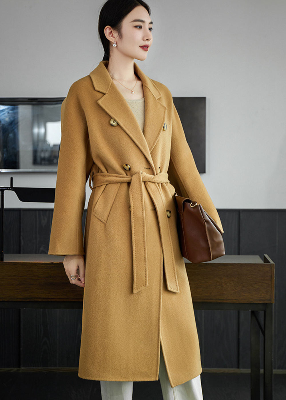 ilean DOUBLE-BREASTED WOOL COAT サイズ3 Amazon.com: Kinghua Women's Double Breasted Wool Coats