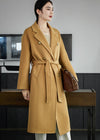 Vivian Seven Women Tasha Double Breasted Belted Long Wool Coat Brown