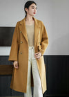 Vivian Seven Women Tasha Double Breasted Belted Long Wool Coat Brown Camel