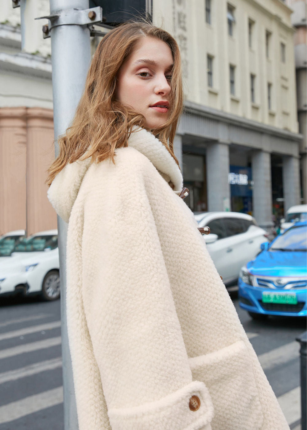 Toggle Front Hooded High Pile Wool Fleece Coat – Vivian Seven