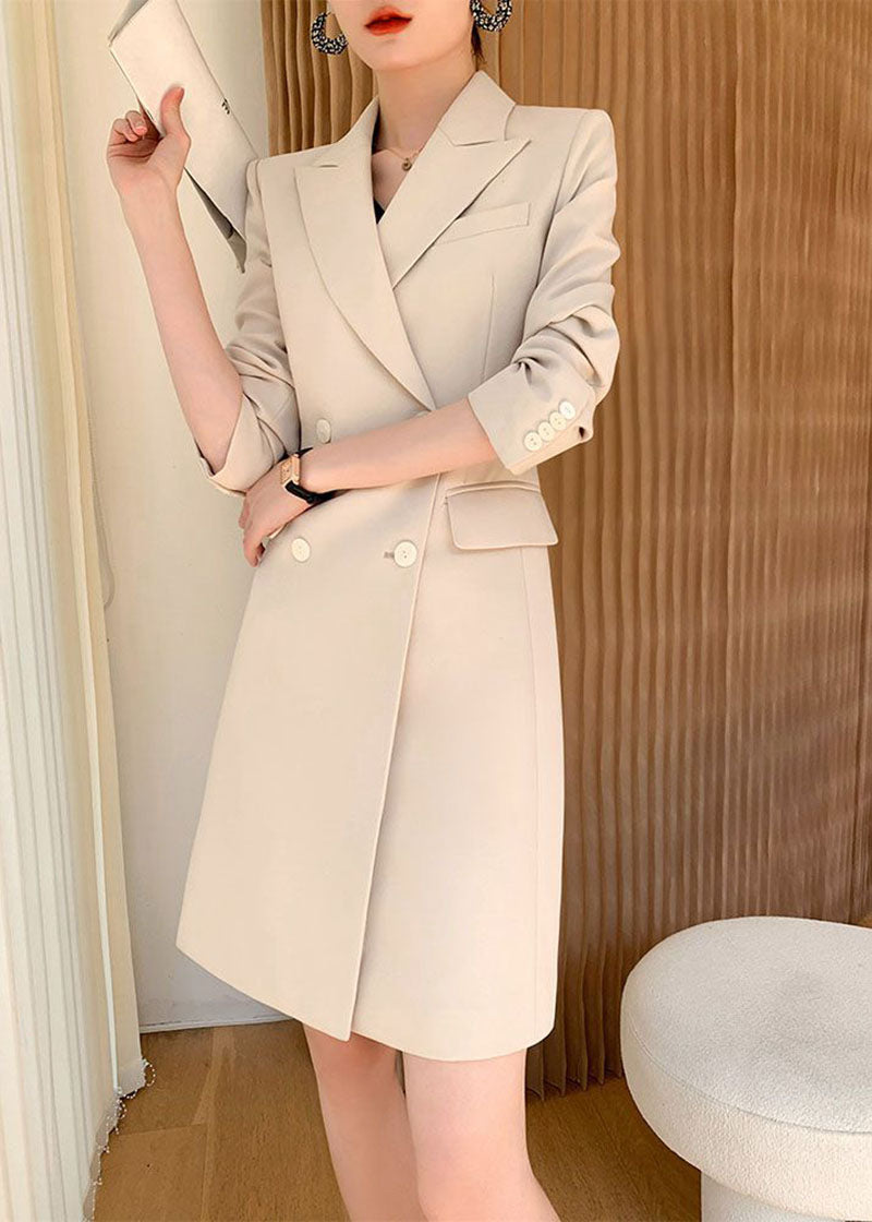Long Sleeve Double Breasted Blazer Dress Xs / Beige Long Sleeve Double Breasted Blazer Dress Xs / Beige