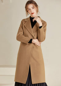 Vivian Seven Women's Juliet Two Button Double Face Wool Coat Camel