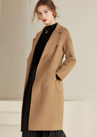 Vivian Seven Women's Juliet Two Button Double Face Wool Coat Camel 