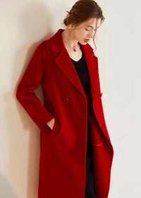 Vivian Seven Women's Juliet Two Button Double Face Wool Coat Red