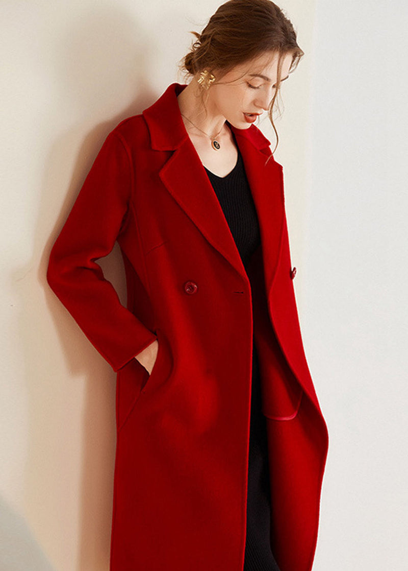 Vivian Seven Women's Juliet Two Button Double Face Wool Coat Red