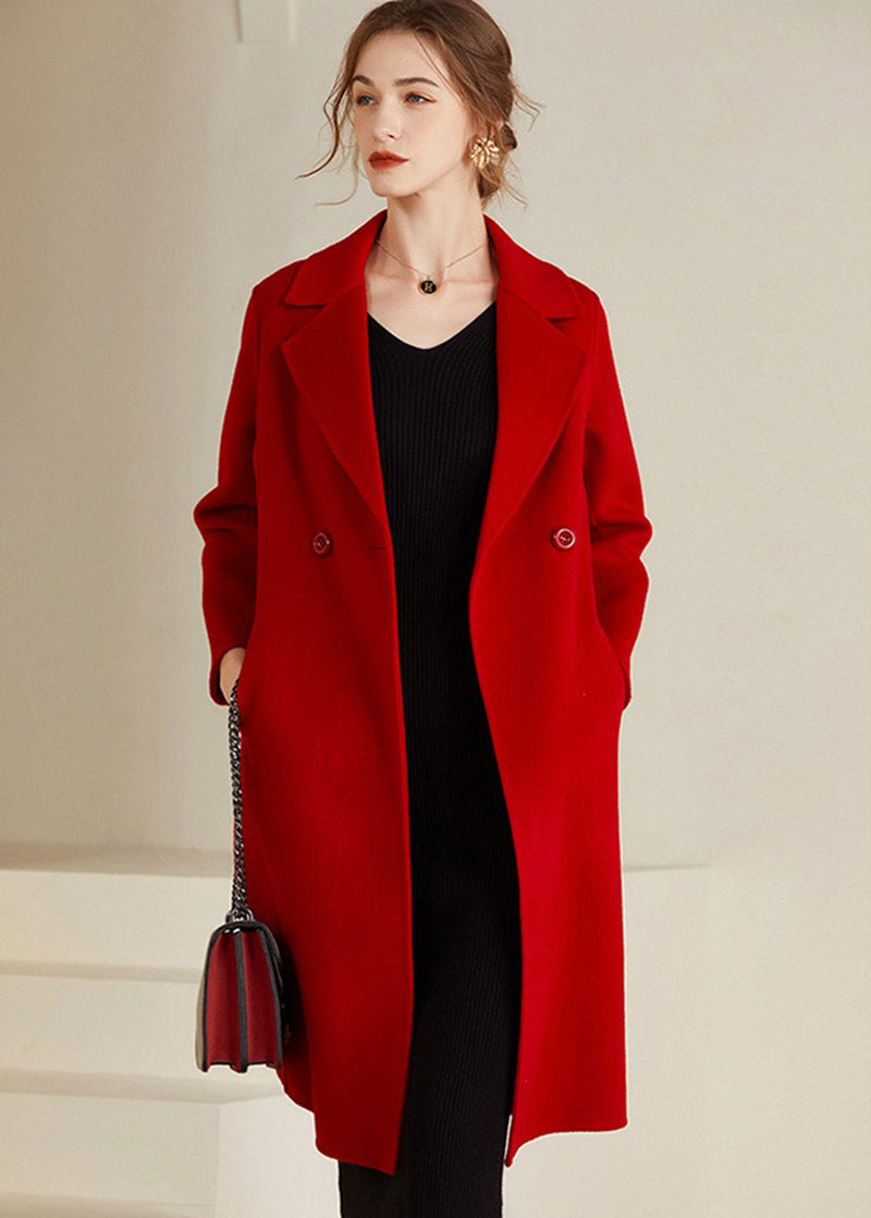 Vivian Seven Women's Juliet Two Button Double Face Wool Coat Red