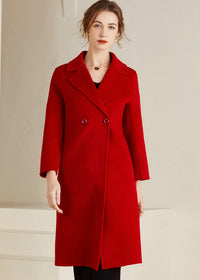 Vivian Seven Women's Juliet Two Button Double Face Wool Coat Red