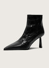 Women's Vita Genuine Leather Tapered Heel Pointed Toe Booties Black