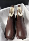 Women's Winter Genuine Leather Faux Shearling Chelsea Booties Brown