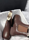 Women's Winter Genuine Leather Faux Shearling Chelsea Booties Brown