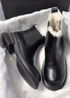 Women's Winter Genuine Leather Faux Shearling Chelsea Booties Black