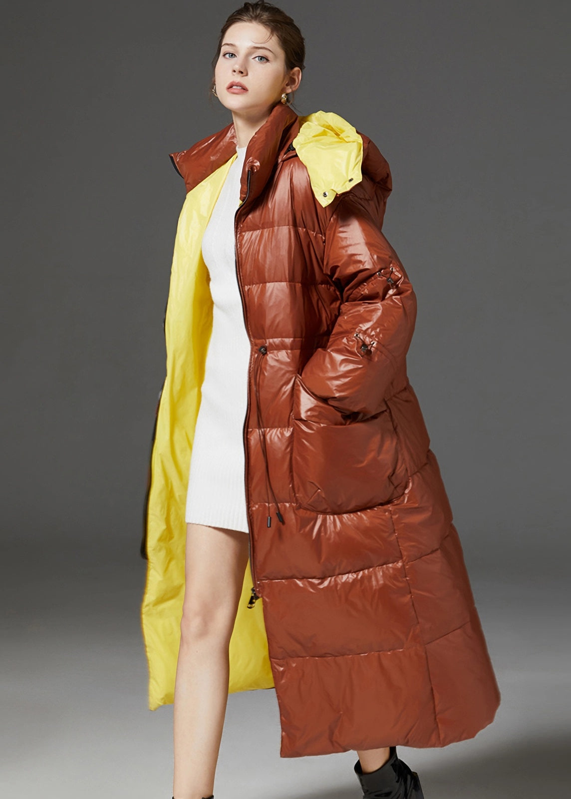 Vania Hooded Quilted Duck Down Puffer Longline Coat – Vivian Seven
