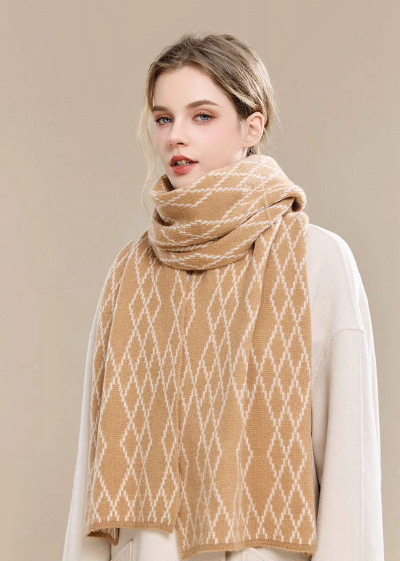 Women's Winter Rhombus Long Wool Scarf