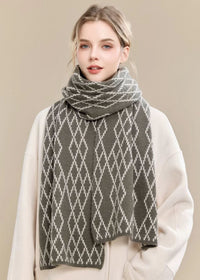 Women's Winter Rhombus Long Wool Scarf