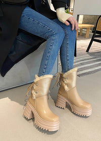 chunky heel snow boots women