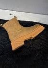 brown leather wool fur boots