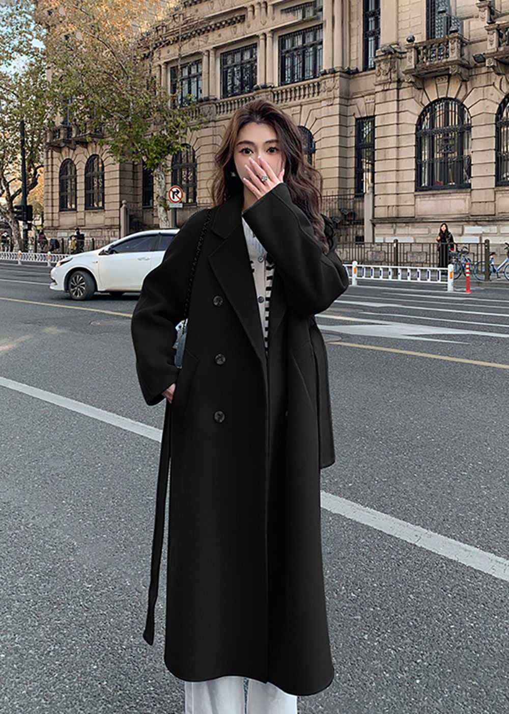 Wool Blend Long Black Wool Coats For Ladies Wool Blend Long Black