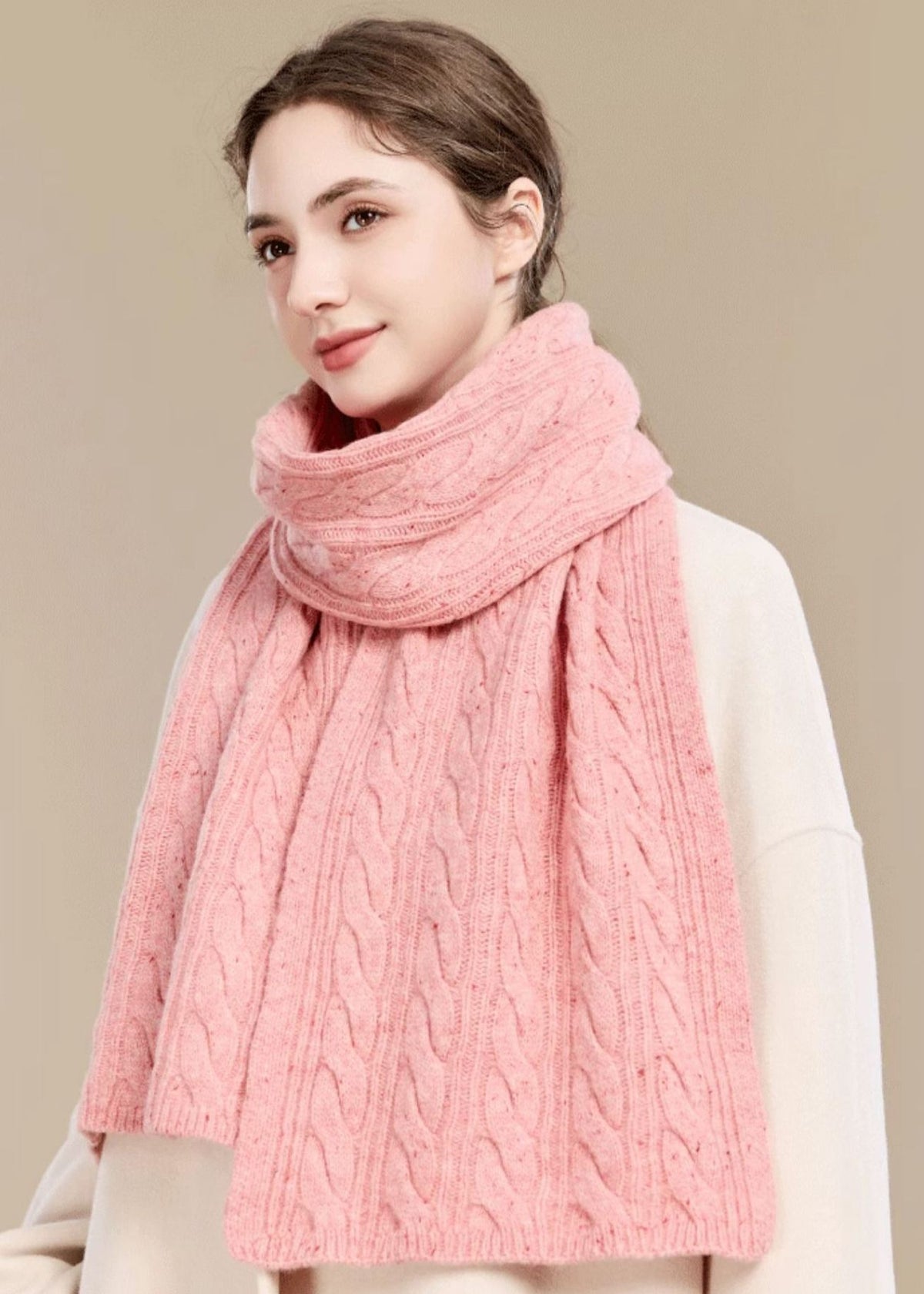 Women's Winter Cable Knit Long Wool Scarf