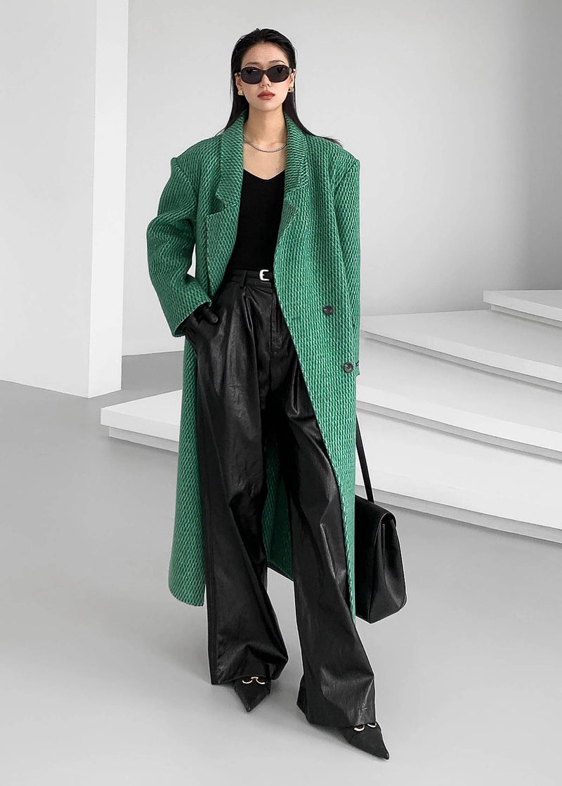 green wool long coat