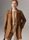 Vivian Seven Womens Front One Button Double Face Wool Blend Coat Brown