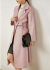 Vivian Seven Women's Pink Wool & Cashmere Belted Wrap Long Coat