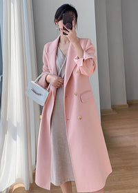 pink wool long coat