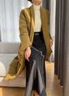 Women's Yellow Shawl Collar Belted Wrap Long Down Puffer Coat