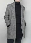 Zig Zag Single Breasted One Button Wool Blend Blazer