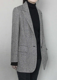 Zig Zag Single Breasted One Button Wool Blend Blazer