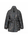 Women's Winter Flower Belted Shaw Collar Down Puffer Coat