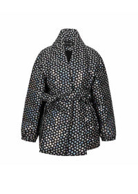 Women's Winter Flower Belted Shaw Collar Down Puffer Coat