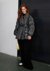 Women's Winter Flower Belted Shaw Collar Down Puffer Coat