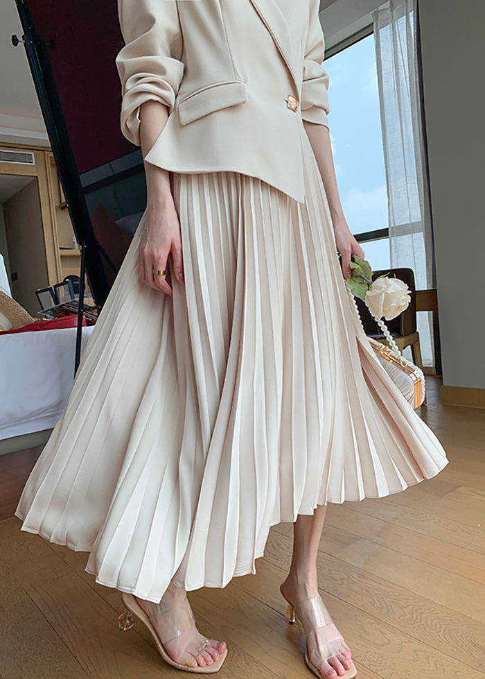 Long Sleeve One Button Blazer Pleated Dress - Main Image