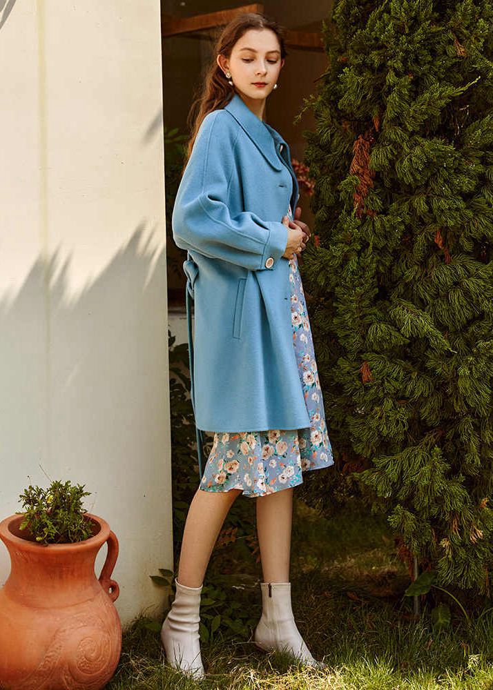 light blue wool coat