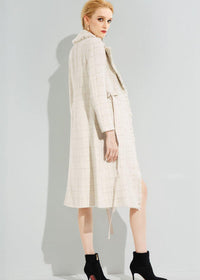 Carmen Tassel Hem Belted Wool Blend Tweed Coat - Vivian Seven