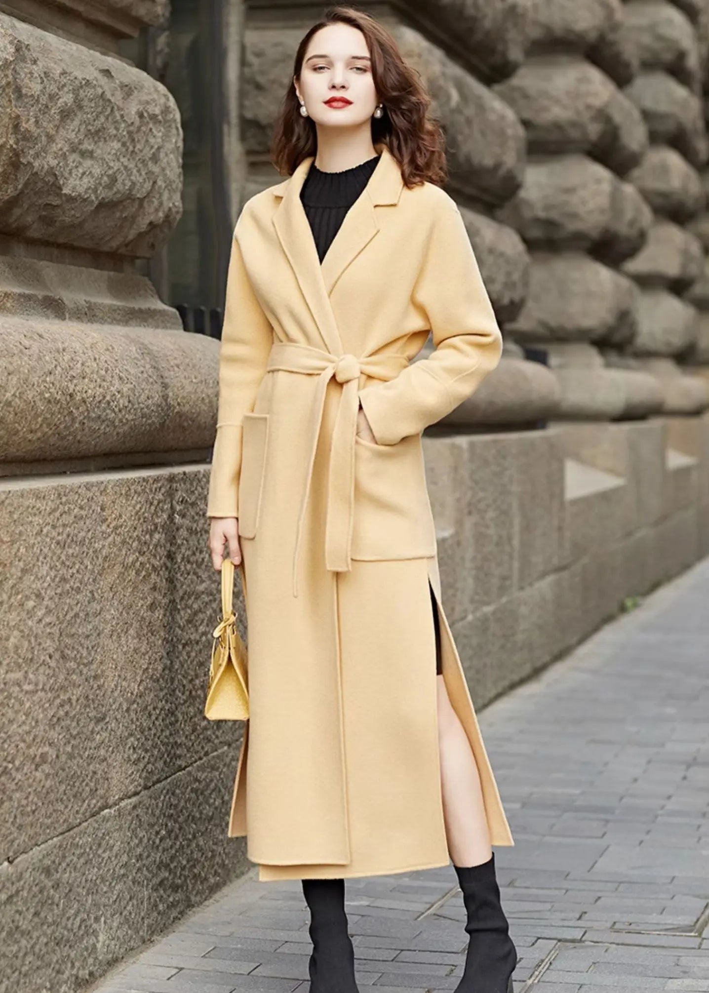 Elisa Wool Belted Long Coat