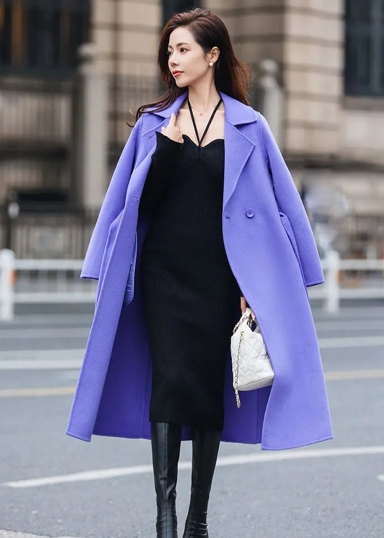 Two Button Notched Collar Double Face Wool Coat – Vivian Seven