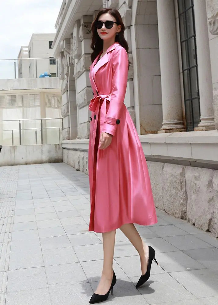 Womens pink 2024 trench coat