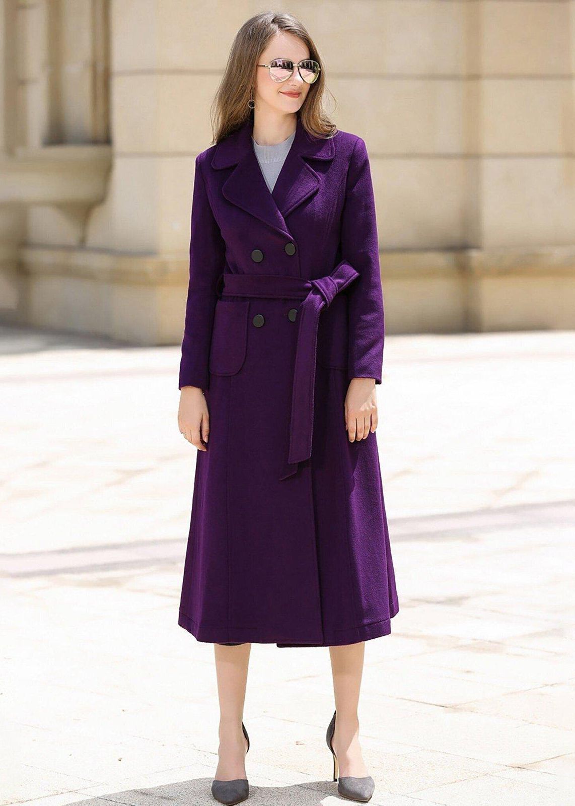 Vivian Seven Purple Wool Blend Coat