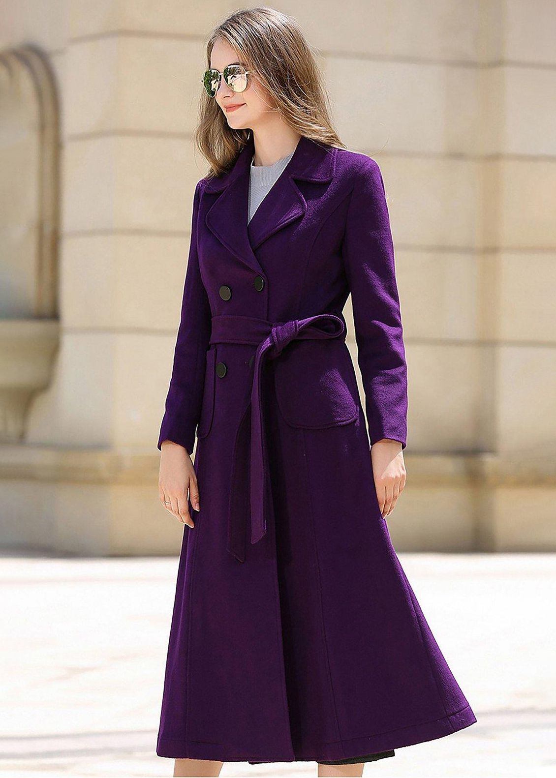 Ladies purple 2025 wool coats