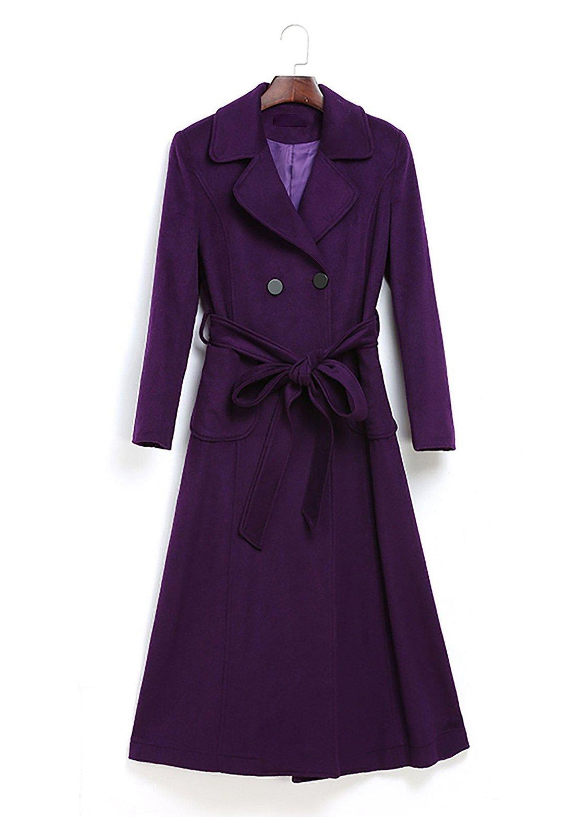 Wool Blend Double Breasted Long Coat Xs Wool Blend Double Breasted Long Coat Xs