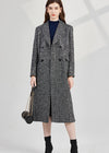 Sequin Wool Blend Tweed Double Breasted Long Coat