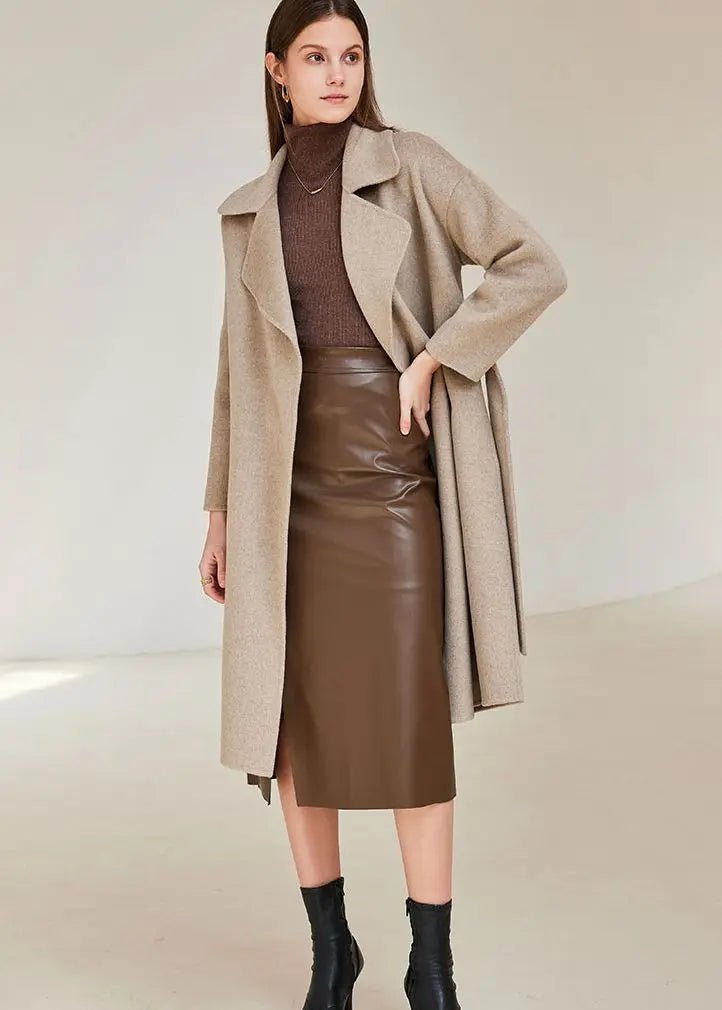 Beige Wool Coat for Women